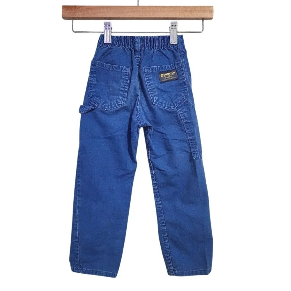 OSHKOSH VINTAGE USA Carpenter Workwear Pants Blue‎ Talon Zip Toddler 4S
